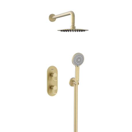 Bristan Saffron Concealed Dual Control Two Outlet Shower Pack in Brushed Brass