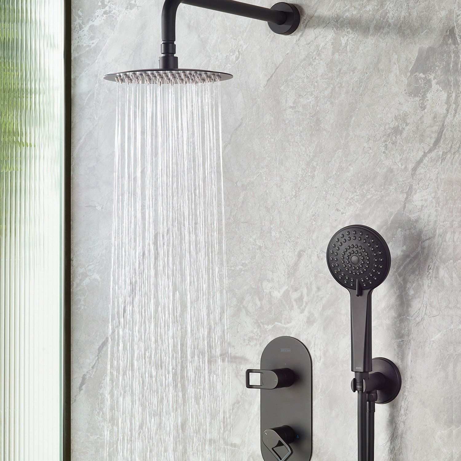 Bristan Saffron Concealed Dual Control Two Outlet Shower Pack in Matt Black lifestyle