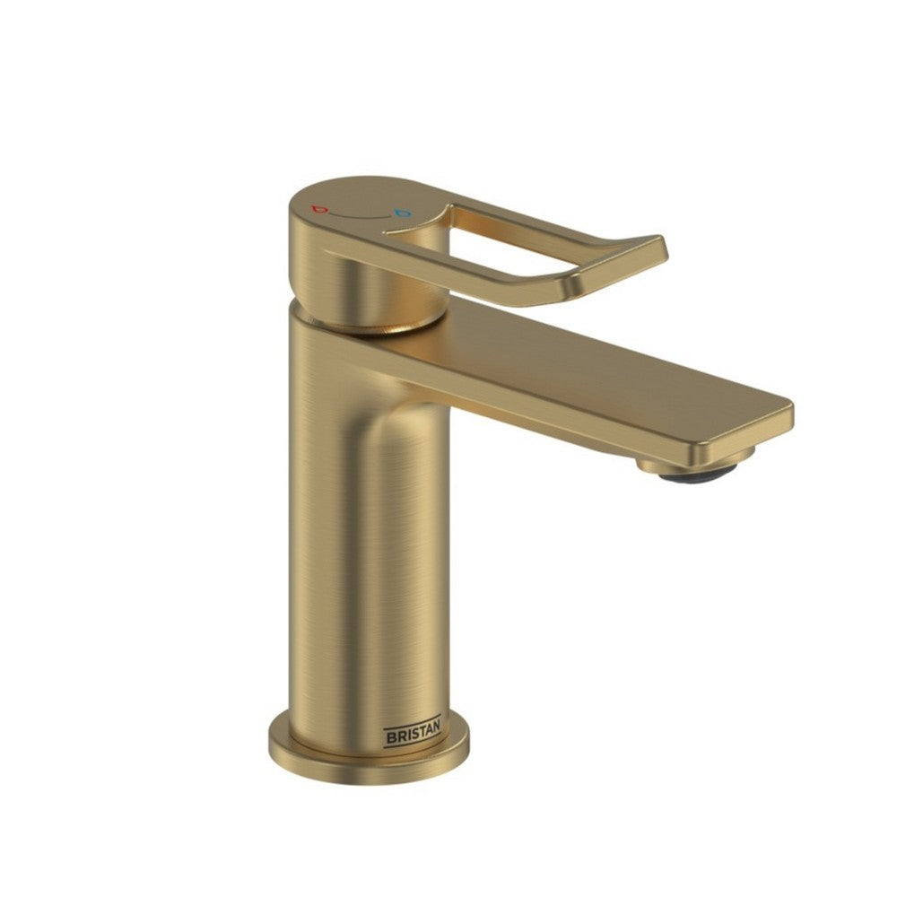 SAFESSMBASBB Bristan Saffron Eco Start Small Basin Mixer with Clicker Waste in Brushed Brass