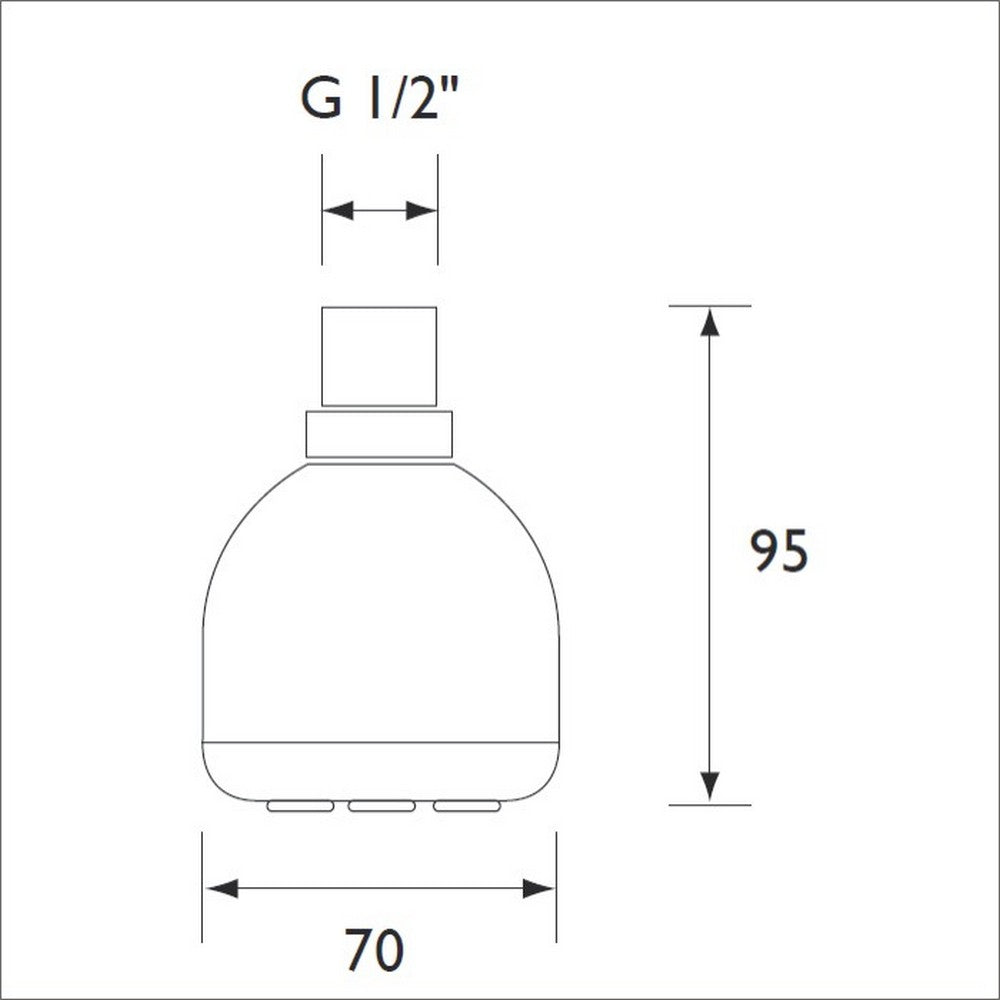 Bristan Single Function Fixed Shower Head in Chrome Dimensions
