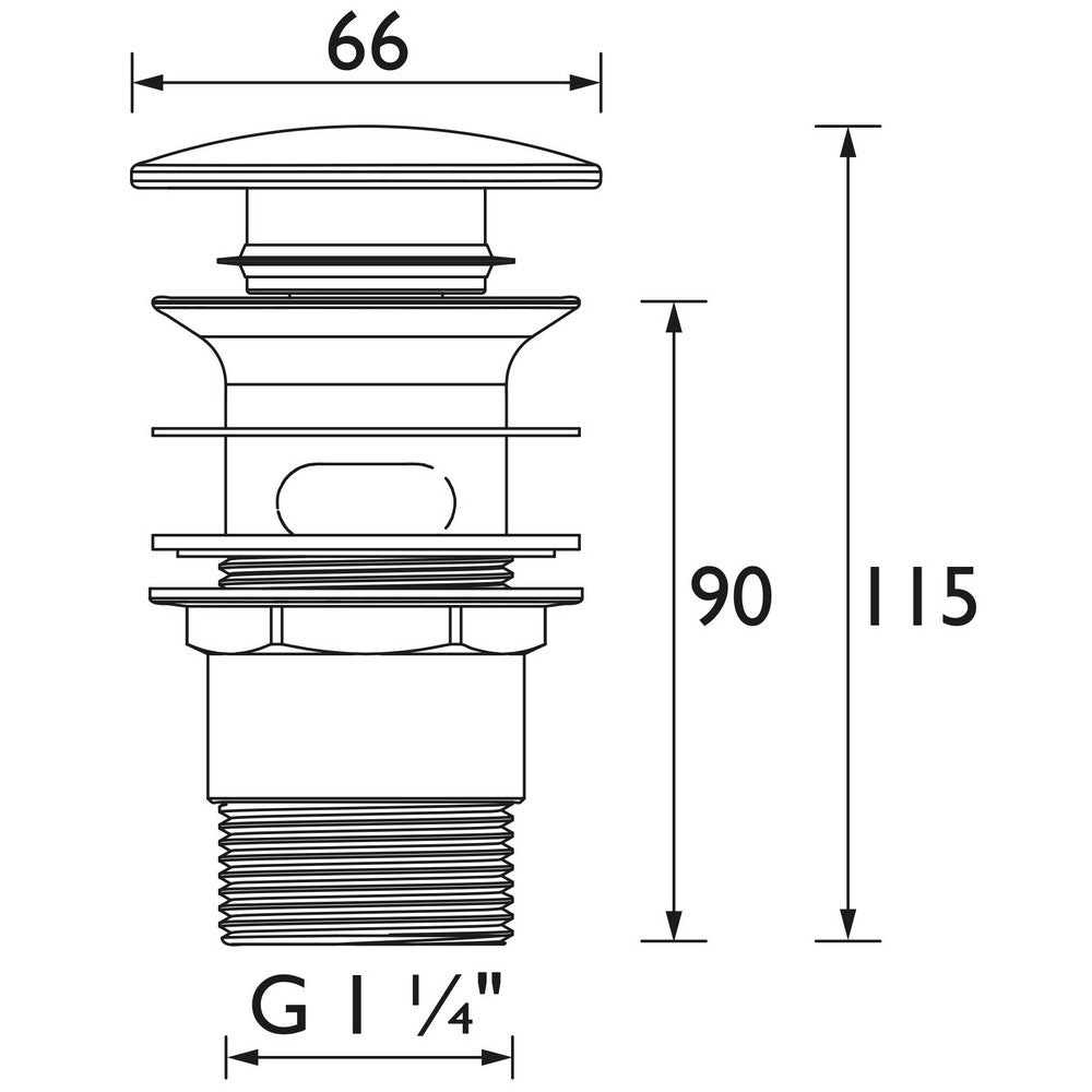 WBASIN16C Bristan Slotted Round Clicker Basin Waste in Chrome Line Drawing