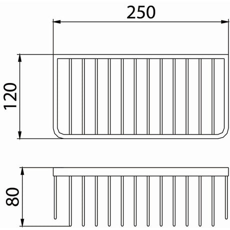 COMPBASK03C Bristan Small Wall Fixed Wire Basket Line Drawing