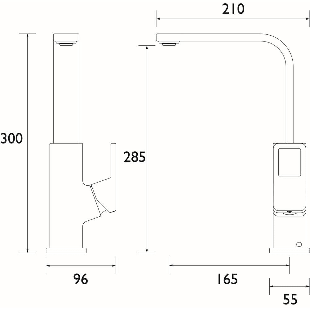 Bristan Spruce Easyfit Kitchen Sink Mixer in Gunmetal dimensions
