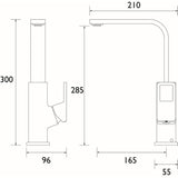 Bristan Spruce Easyfit Kitchen Sink Mixer in Gunmetal dimensions