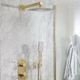 Bristan Tangram Concealed Dual Control Two Outlet Shower Pack in Brushed Brass lifestyle