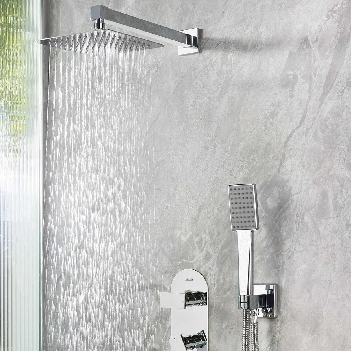 Bristan Tangram Concealed Dual Control Two Outlet Shower Pack in Chrome lifestyle 1