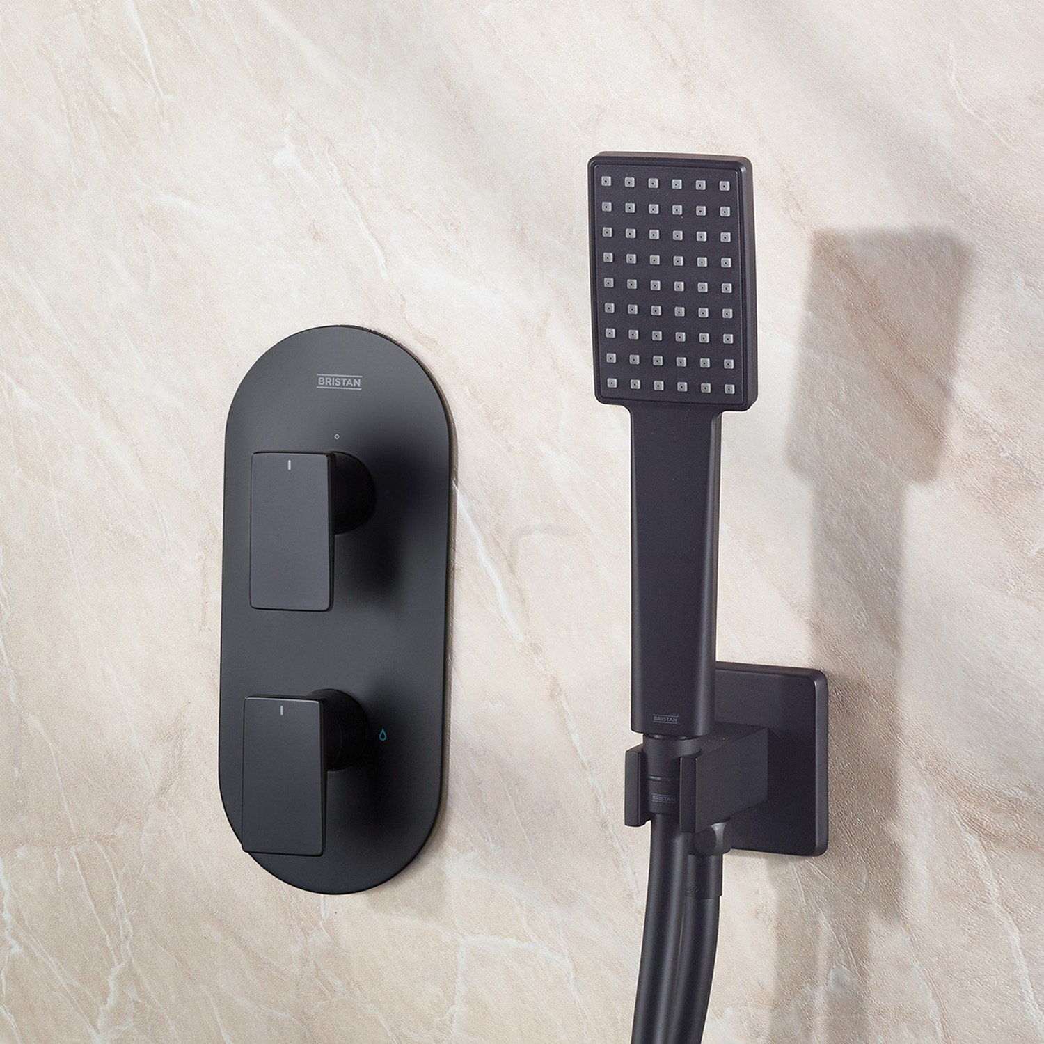 Bristan Tangram Concealed Dual Control Two Outlet Shower Pack in Matt Black lifestyle 1