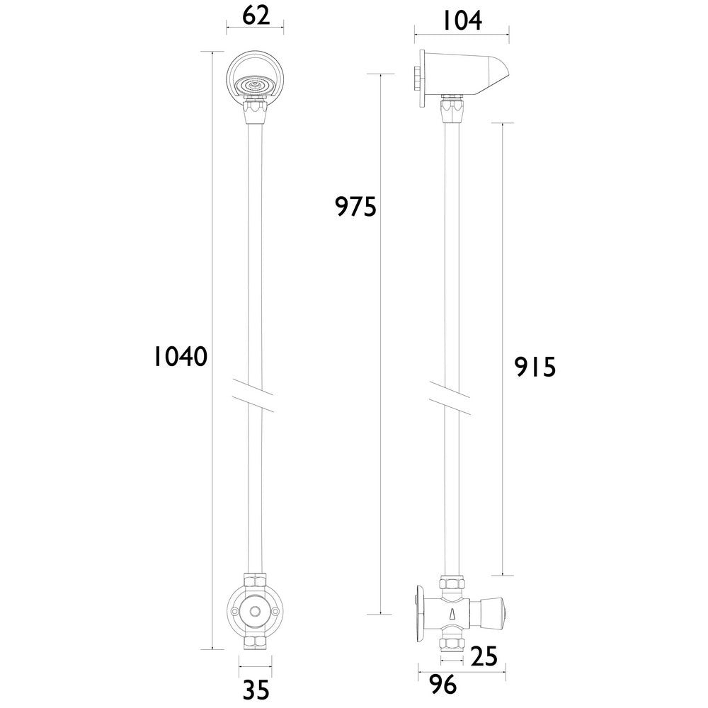 Bristan Timed Flow Exposed Mixer Shower with Fixed Head in Chrome dimnesions