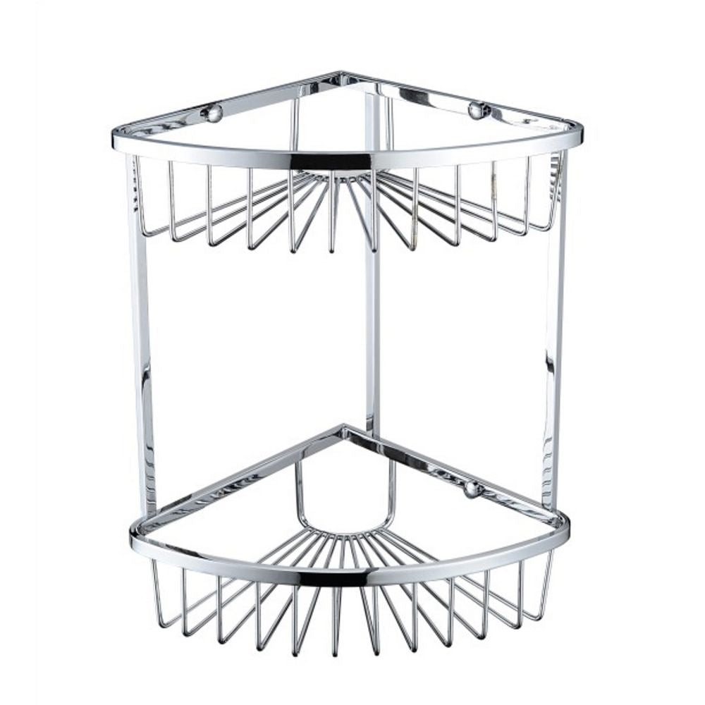 Bristan Two Tier Corner Fixed Wire Basket in Chrome