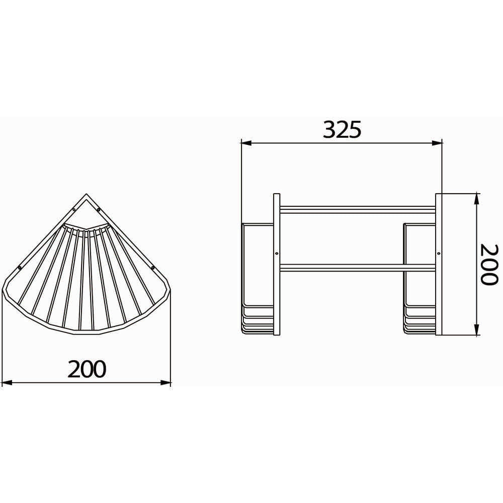 Bristan Two Tier Corner Fixed Wire Basket in Chrome Dimensions