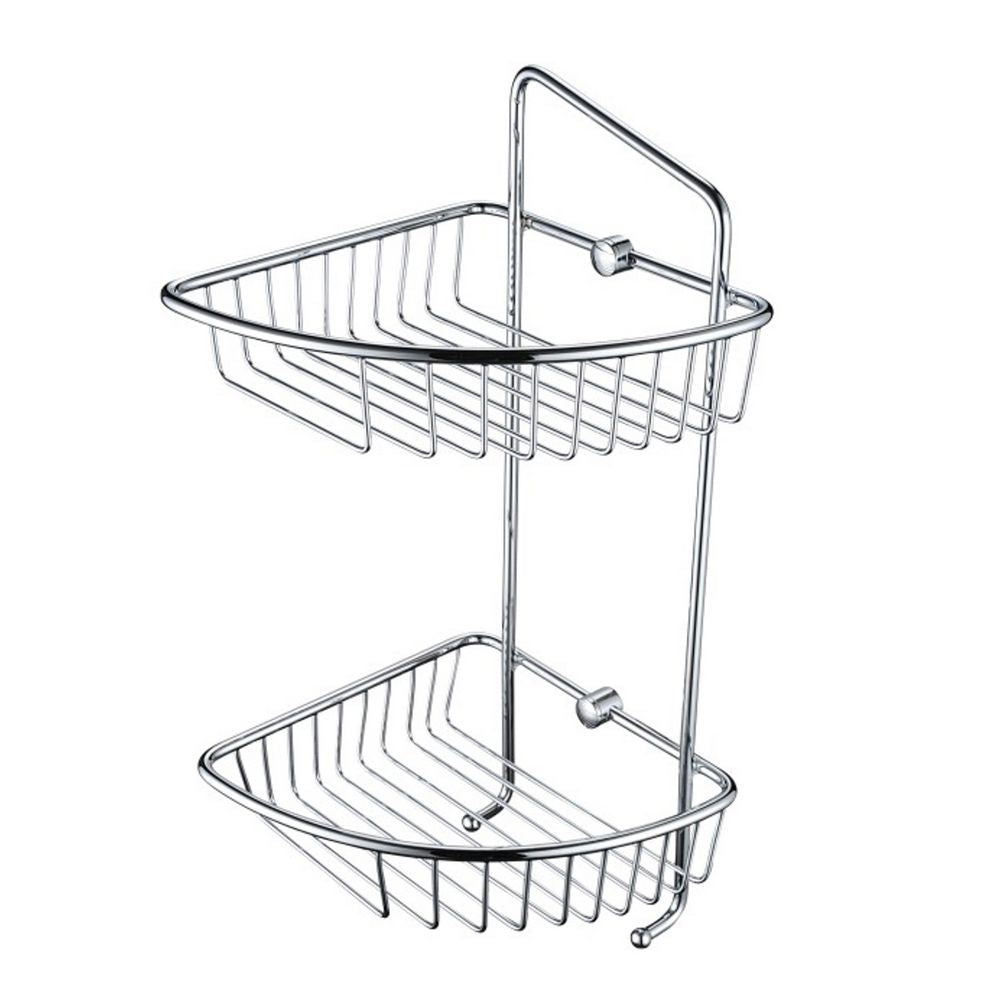 Bristan Two Tier Wall Fixed Wire Basket in Chrome