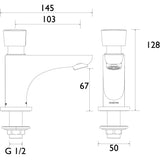 Bristan Utility Timed Flow Single Pillar Tap With Flow Regulator Dimensions
