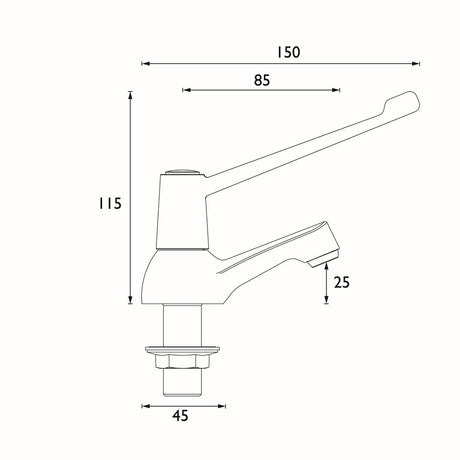 Bristan Value Lever Basin Taps With 6 Inch Lever Handles Dimensions