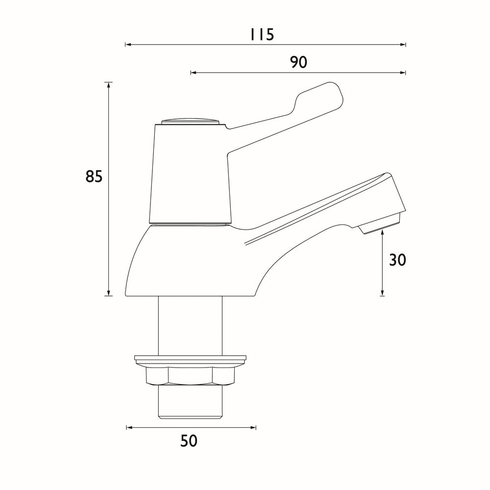 Bristan Value Lever Bath Taps With 3-Inch Lever Handles Dimensions