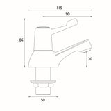 Bristan Value Lever Bath Taps With 3-Inch Lever Handles Dimensions