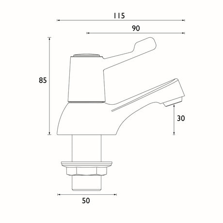 Bristan Value Lever Bath Taps With 3-Inch Lever Handles Dimensions