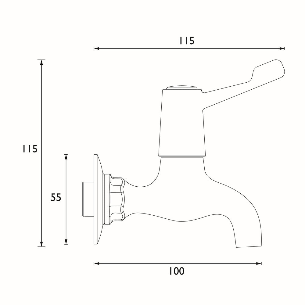 Bristan Value Lever Bib Taps With 3 Inch Lever Handles Dimensions