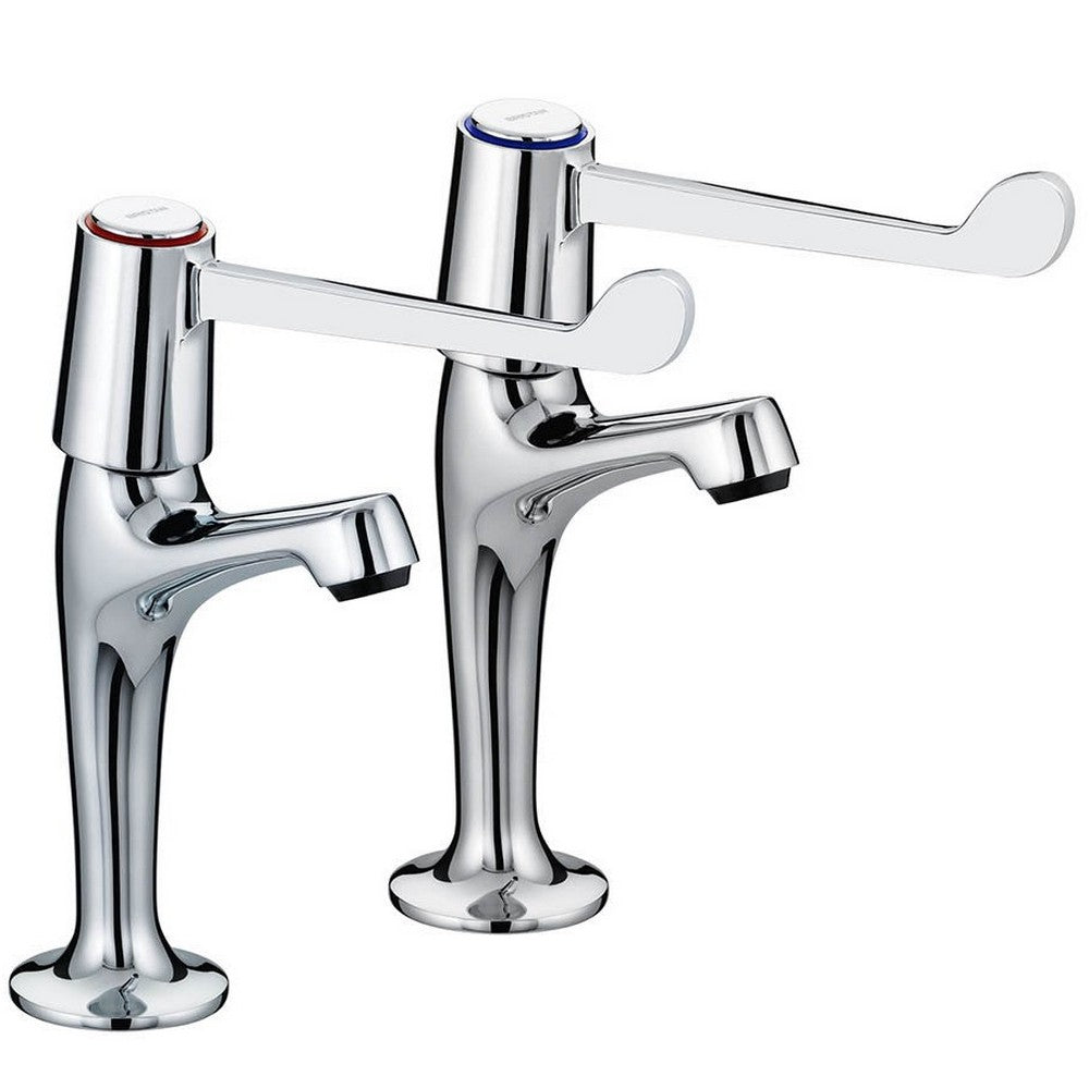 Bristan Value Lever High Neck Pillar Kitchen Taps with 6 Inch Handles