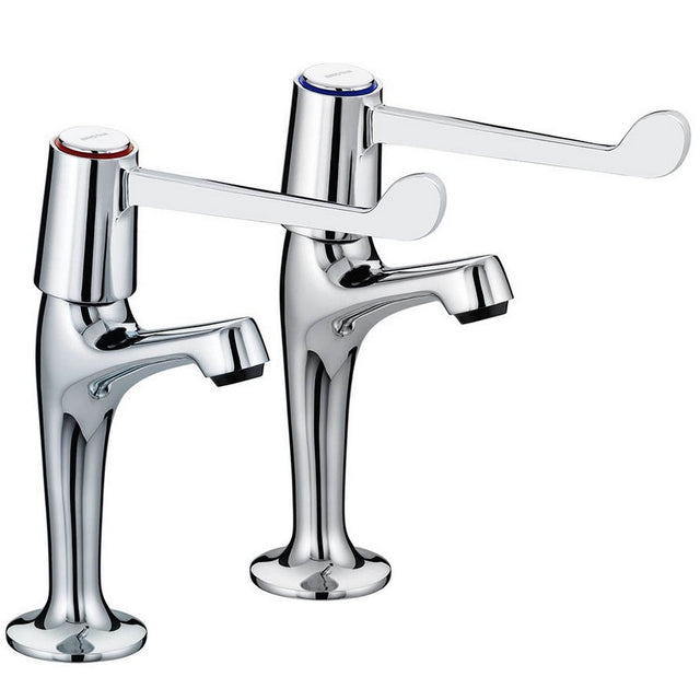 Bristan Value Lever High Neck Pillar Kitchen Taps with 6 Inch Handles