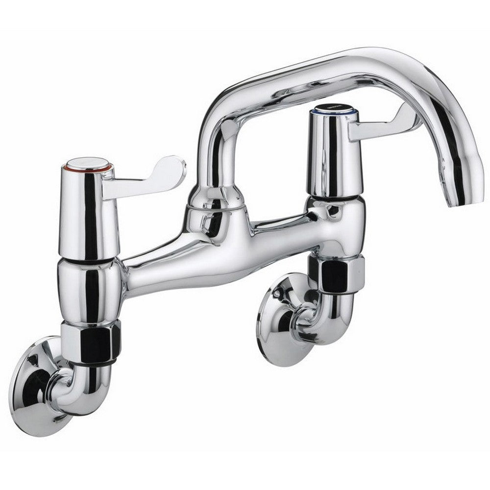 Bristan Value Lever Wall Mounted Pillar Bridge Sink Mixer in Chrome