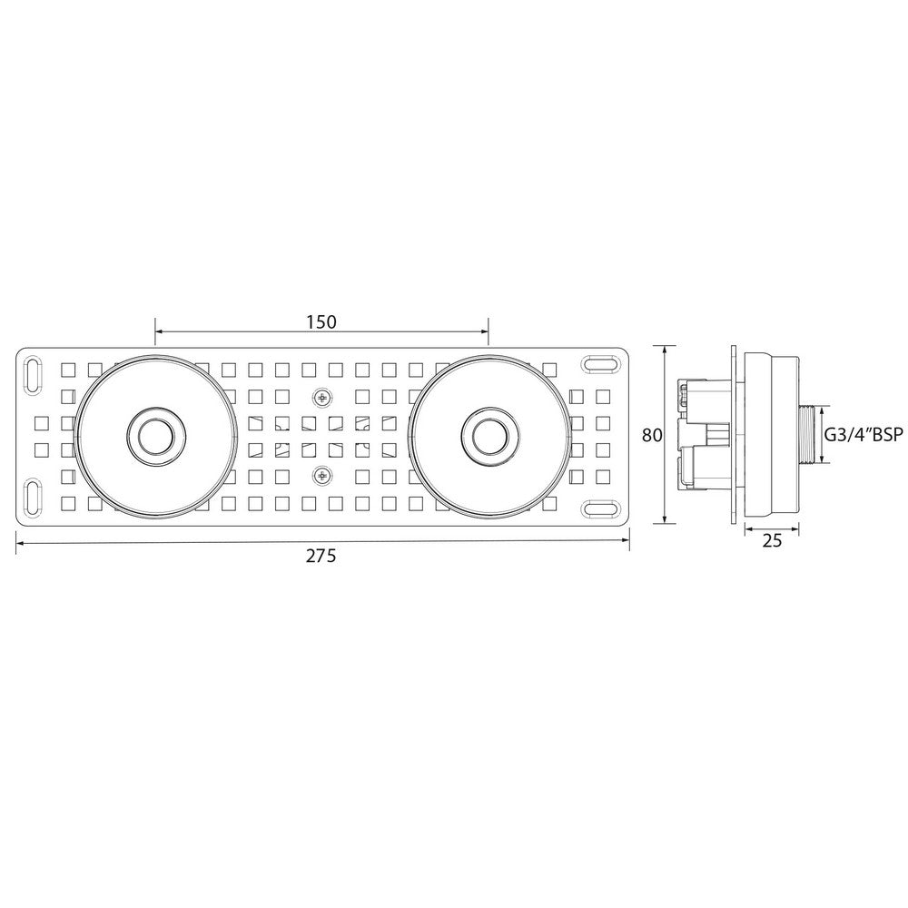 WMNT11C Bristan Wall Mounted Fixing Kit in Chrome Line Drawing