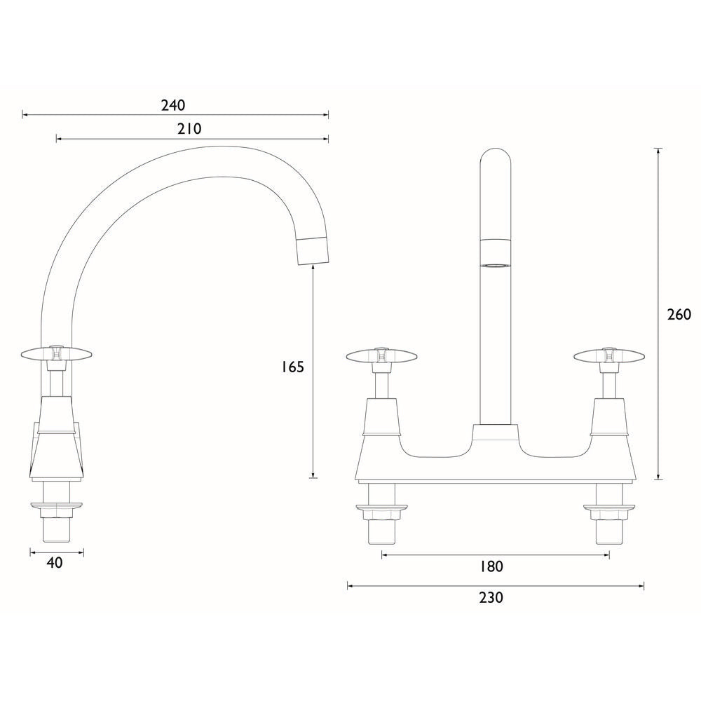 Bristan X Head Deck Kitchen Mixer Tap in Chrome