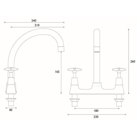 Bristan X Head Deck Kitchen Mixer Tap in Chrome