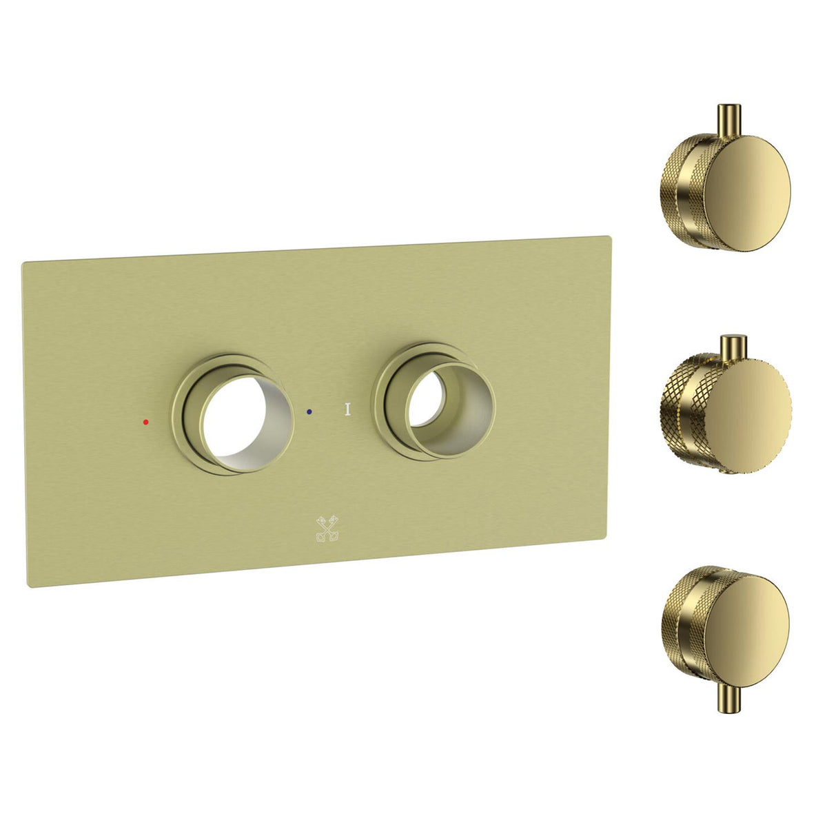 Cudore Concealed One Outlet Shower Valve with Horizontal Brushed Brass Plate