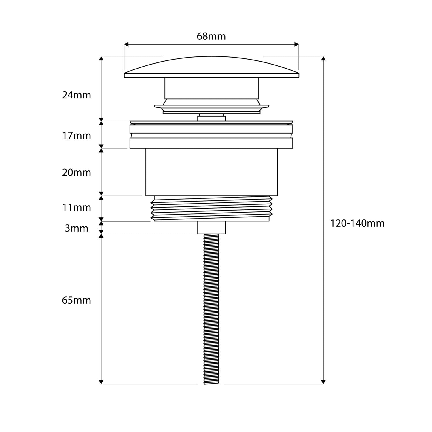 Brushed Nickel Universal Basin Waste Dimensions