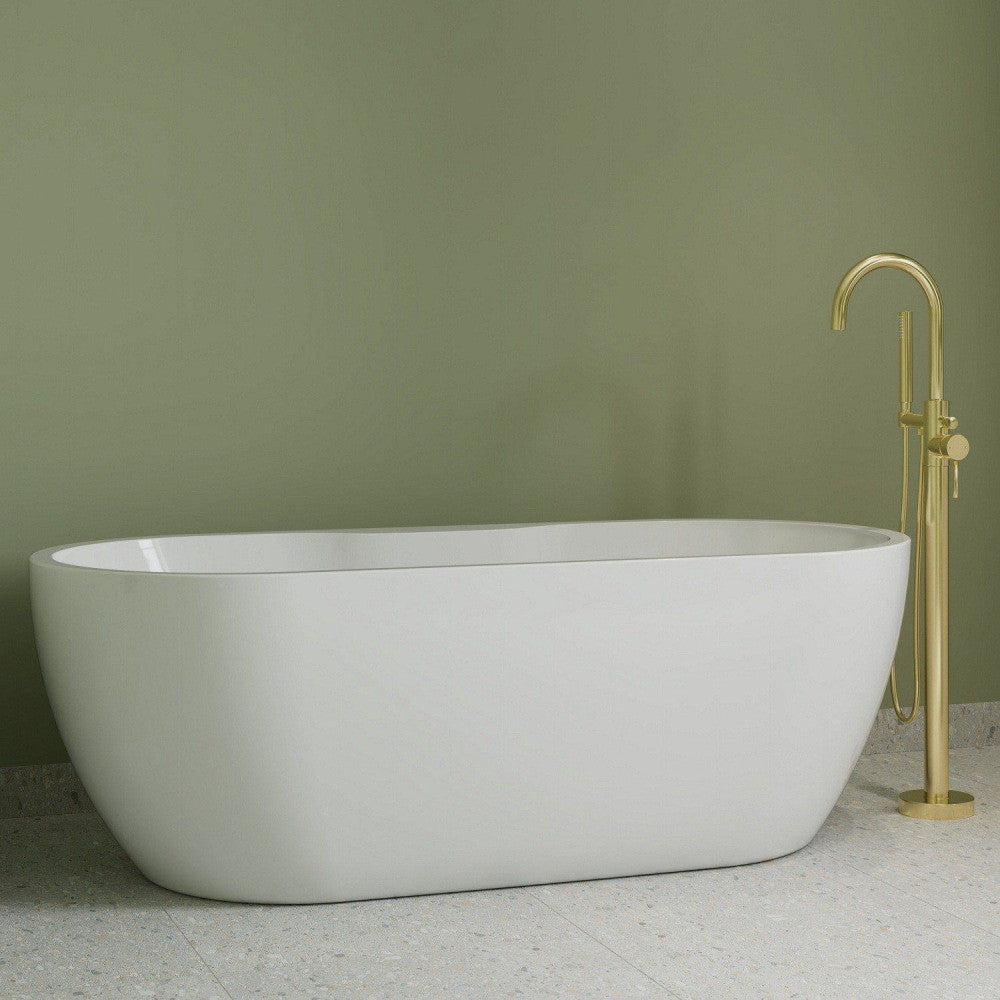 Calvarra Arlow Floor Standing Bath Shower Mixer in Brushed Brass