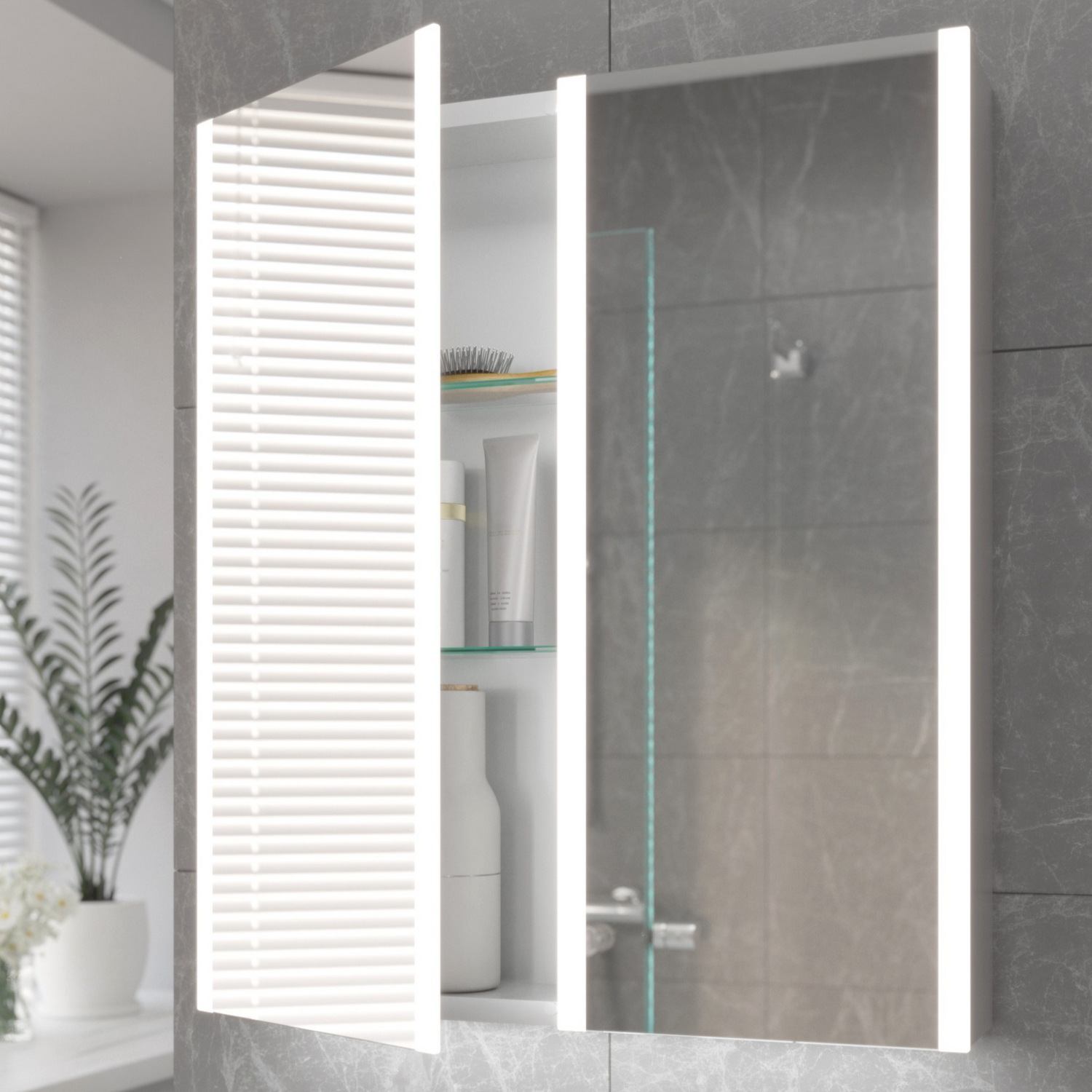 Eastbrook Caldini 800 x 700mm LED Two Door Mirrored Cabinet