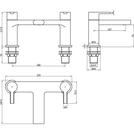 Calvarra Arlow Bath Filler in Brushed Brass