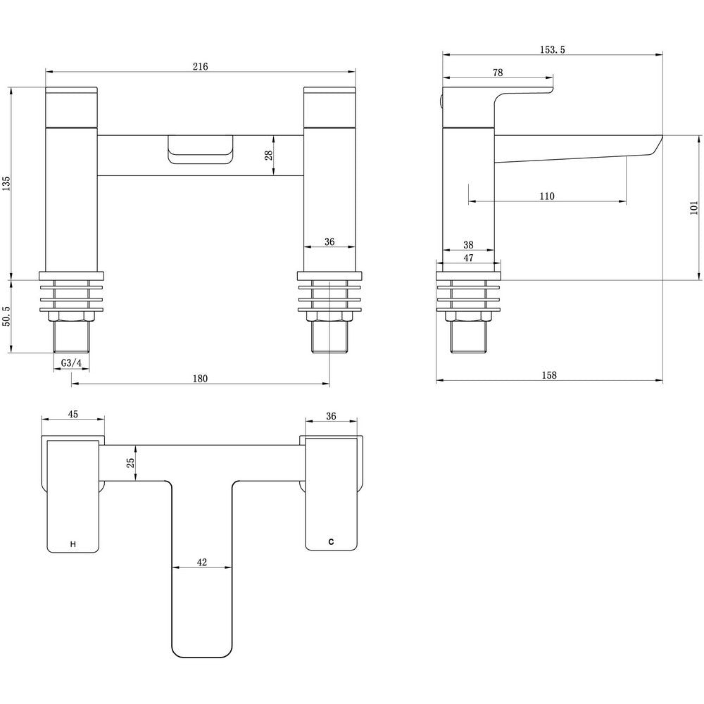 Calvarra Brenton Bath Filler in Brushed Bronze