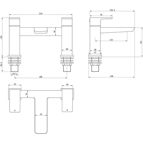 Calvarra Brenton Bath Filler in Brushed Bronze
