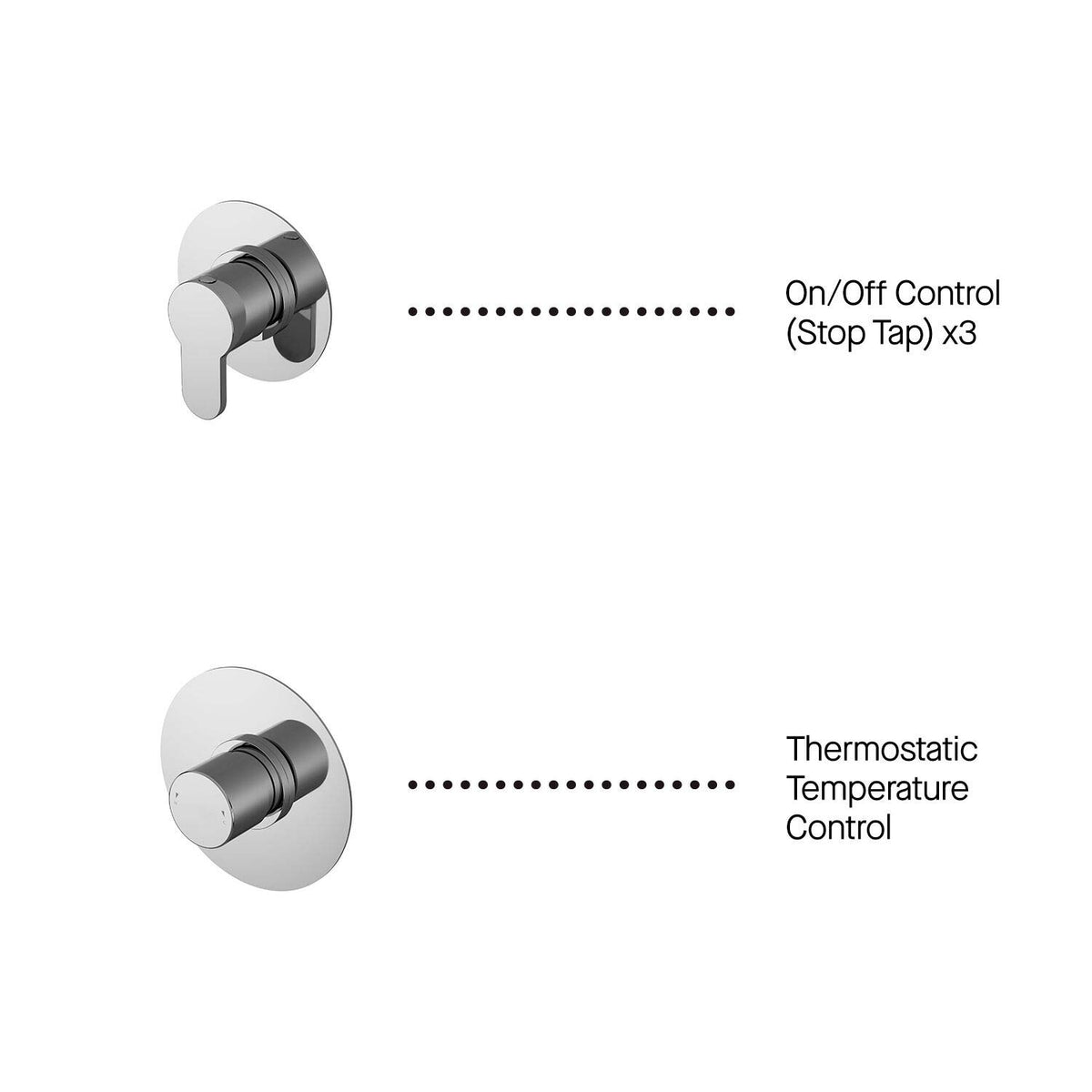 Calvarra Aspect Thermostatic Temperature Control Shower Valve in Chrome configuration