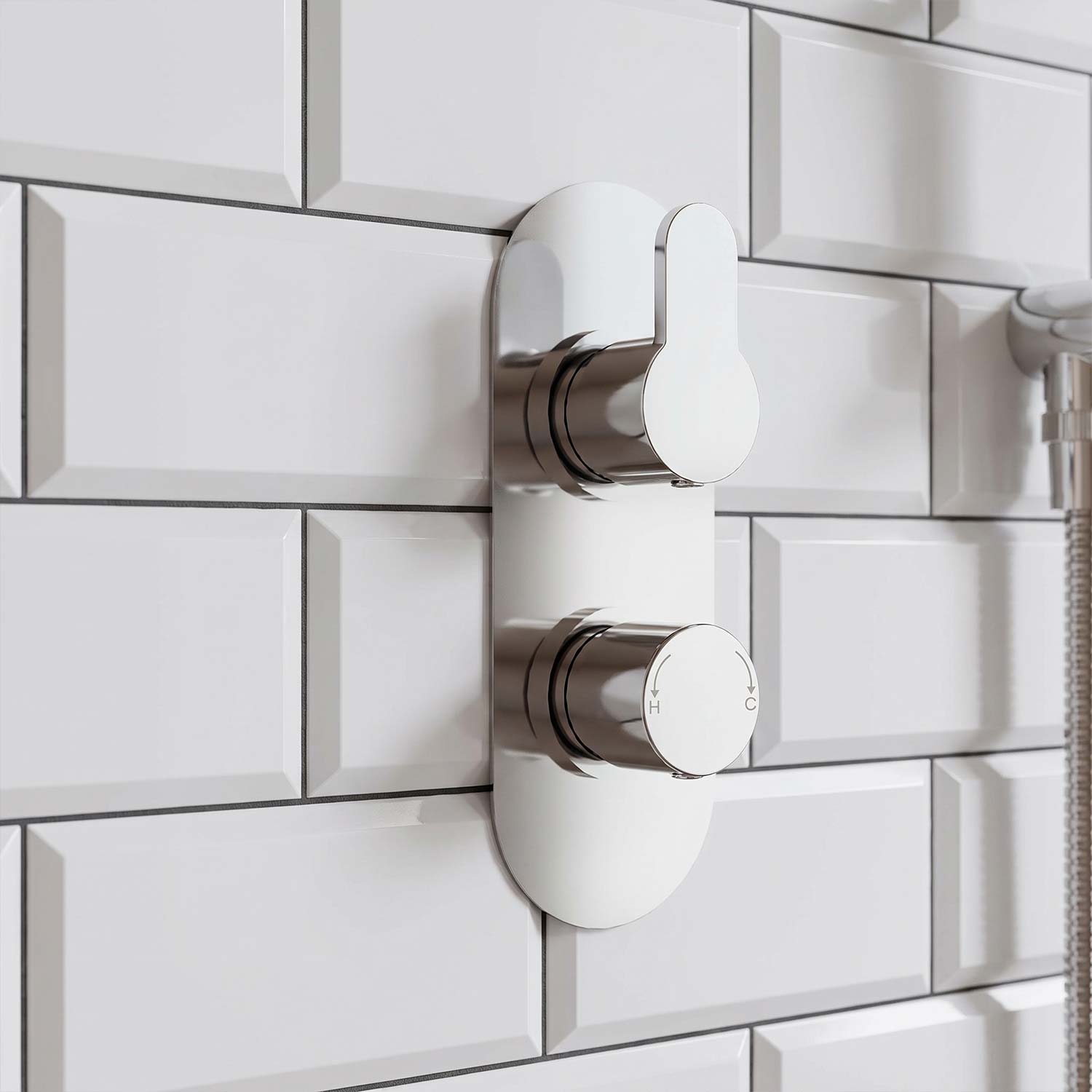 Calvarra Aspect Twin Concealed Thermostatic Shower Valve in Chrome lifestyle