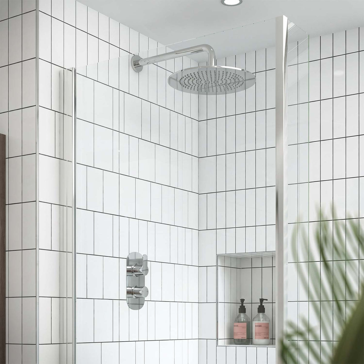 Calvarra Aspect Twin Concealed Thermostatic Shower Valve in Chrome lifestyle 2