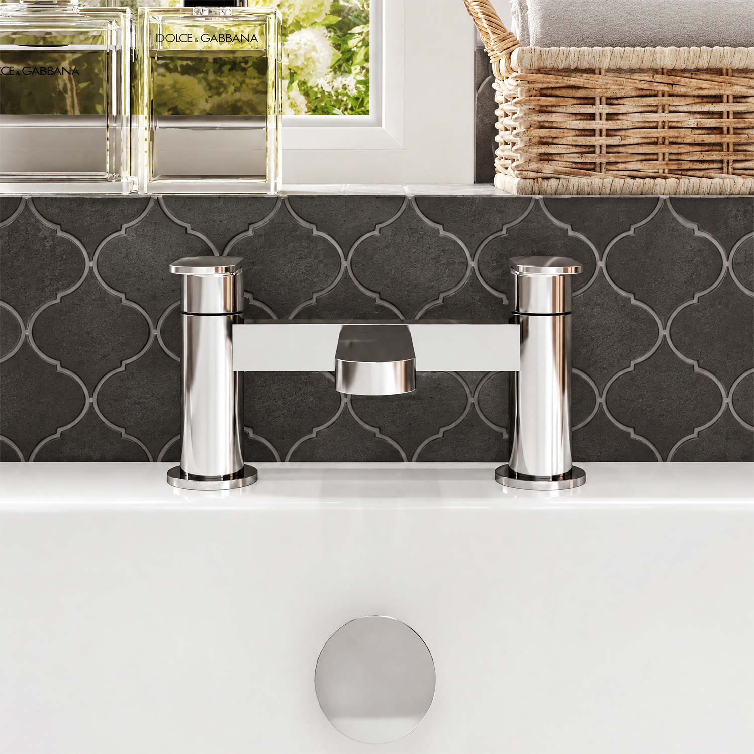 Calvarra Brindle Bath Filler in Chrome lifestyle 2