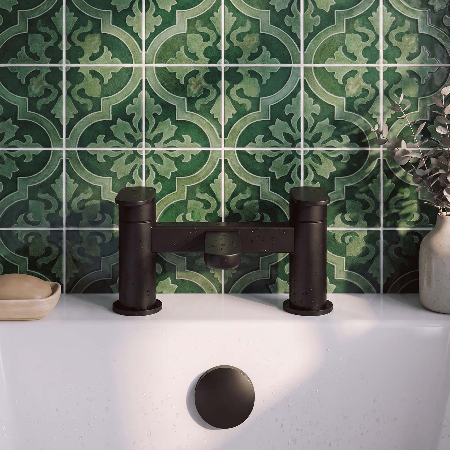 Calvarra Brindle Bath Filler in Matt Black lifestyle 2