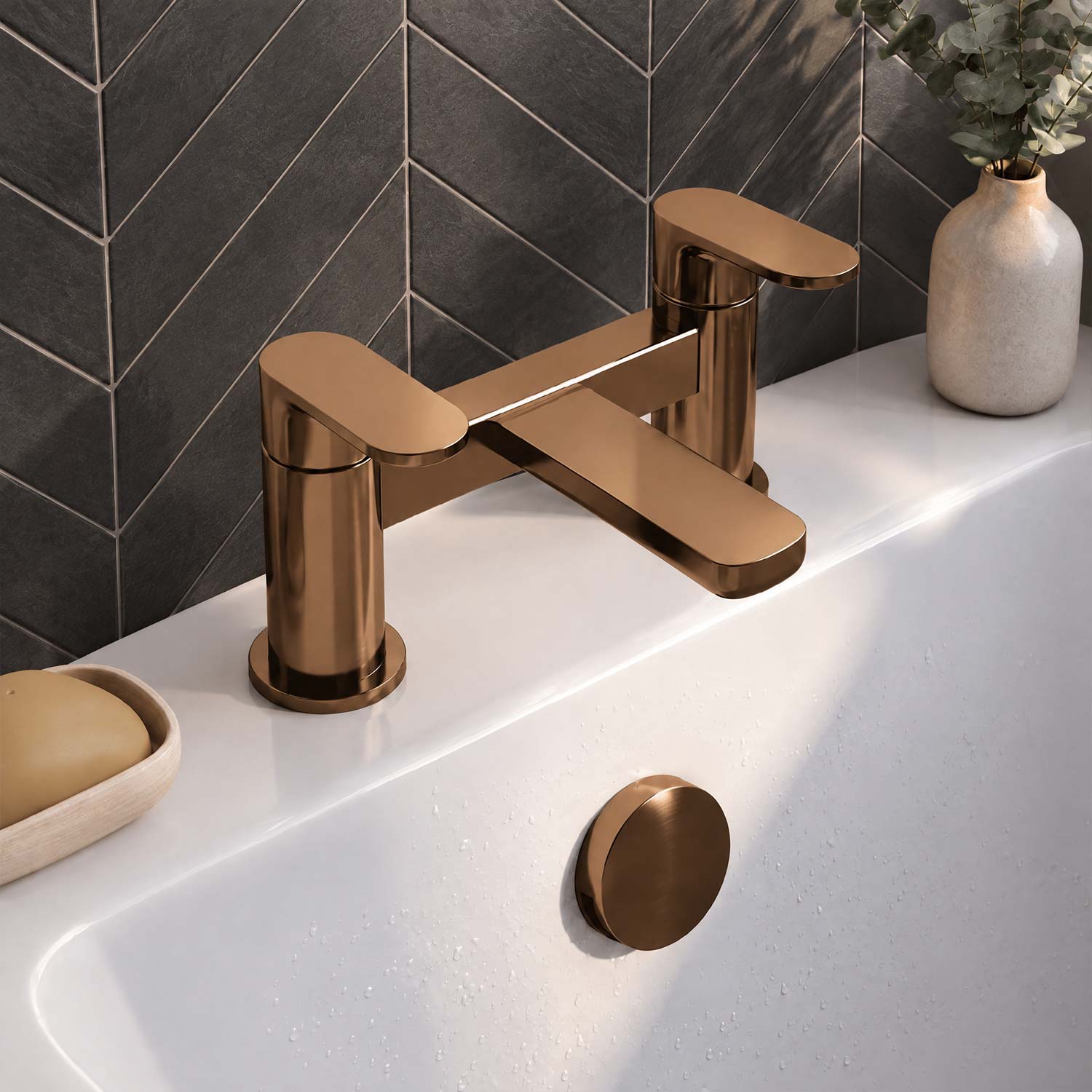 Calvarra Brindle Brushed Bronze Bath Filler lifestyle