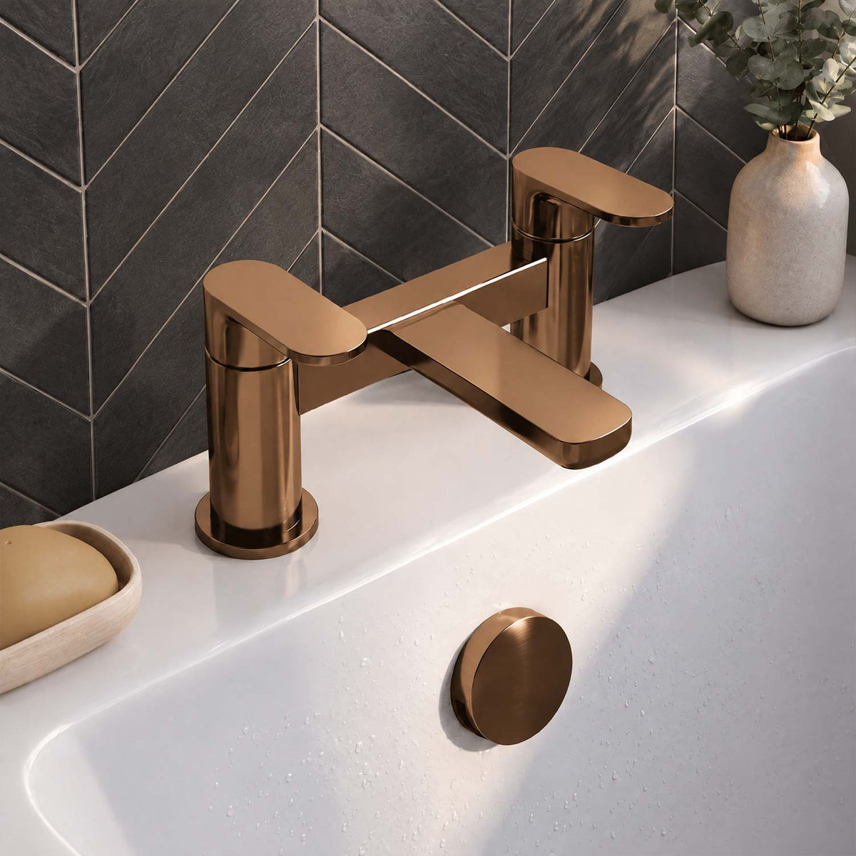 Calvarra Brindle Brushed Bronze Bath Filler lifestyle