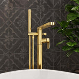 Calvarra Brindle Freestanding Bath Shower Mixer in Brushed Brass lifestyle 2 