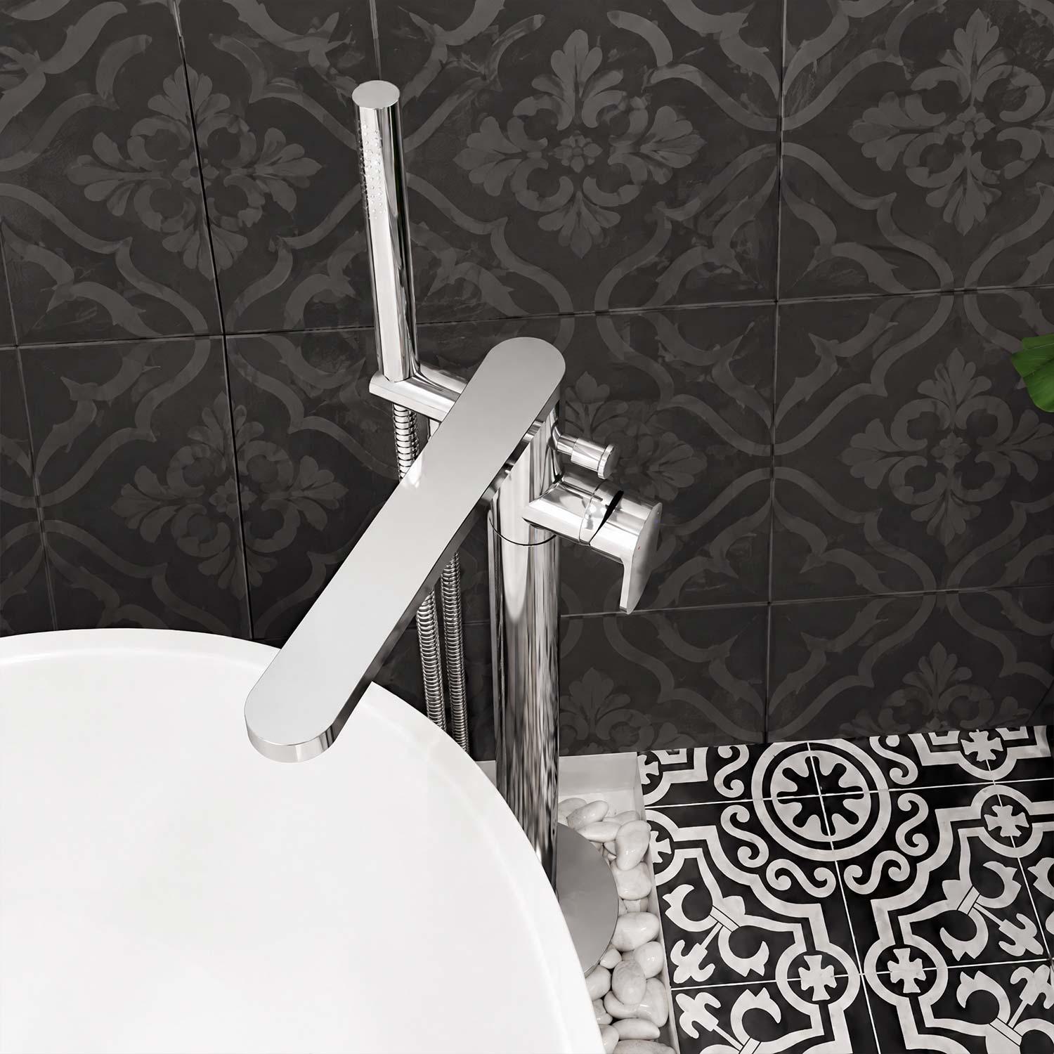 Calvarra Brindle Freestanding Bath Shower Mixer in Chrome lifestyle 2