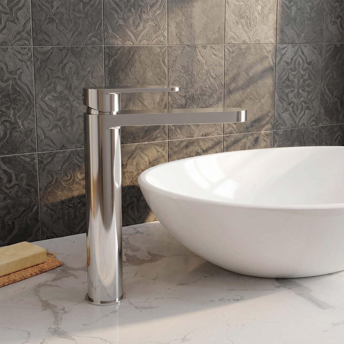 Calvarra Brindle High Rise Mono Basin Mixer in Chrome lifestyle