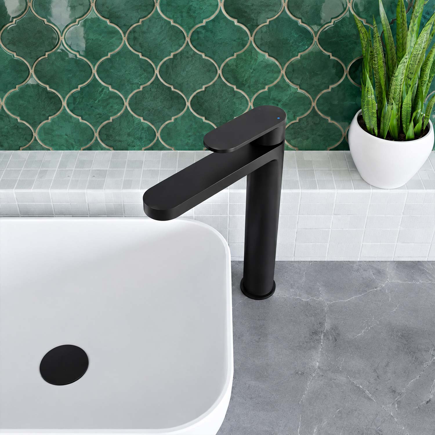 Calvarra Brindle High Rise Mono Basin Mixer in Matt Black lifestyle