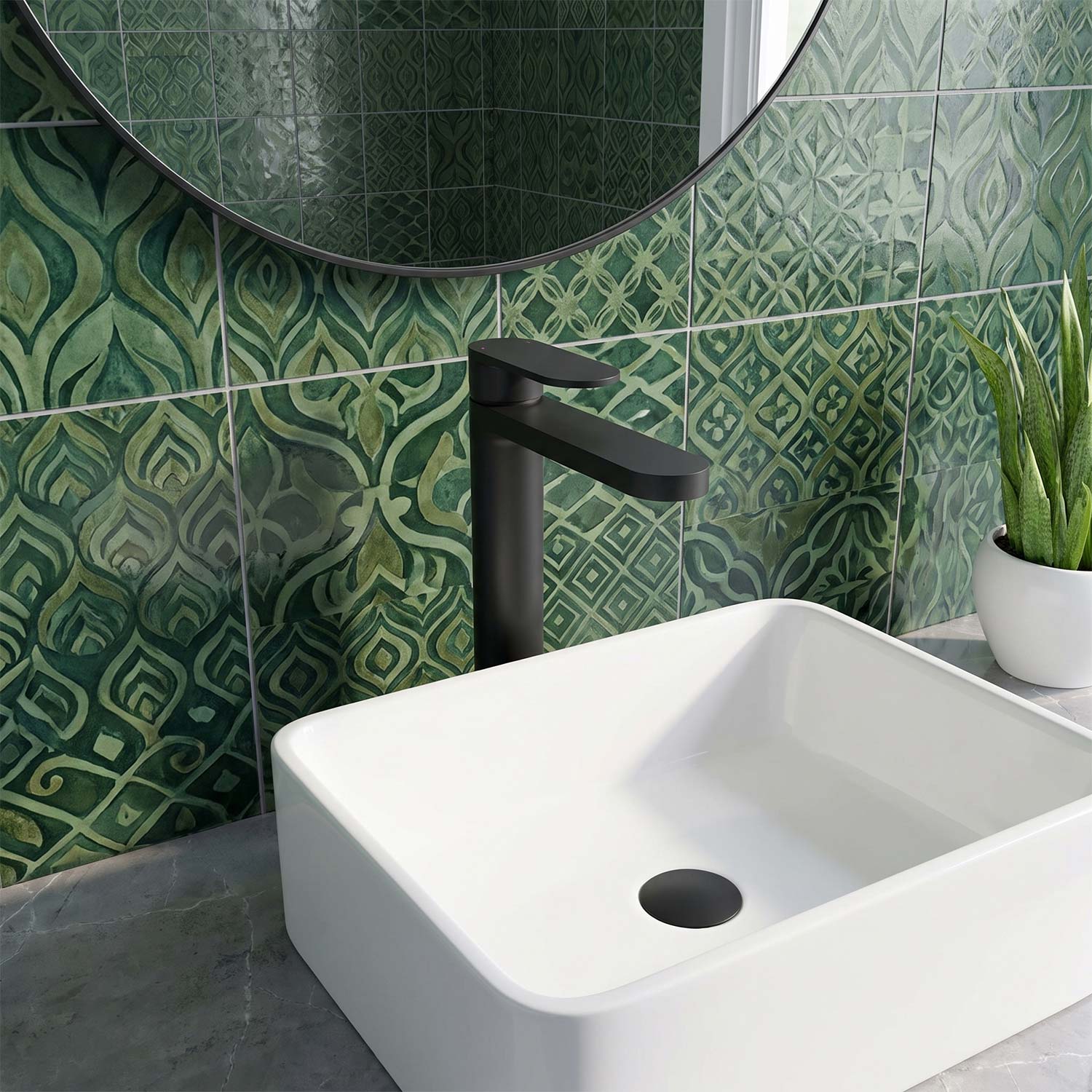 Calvarra Brindle High Rise Mono Basin Mixer in Matt Black lifestyle 2