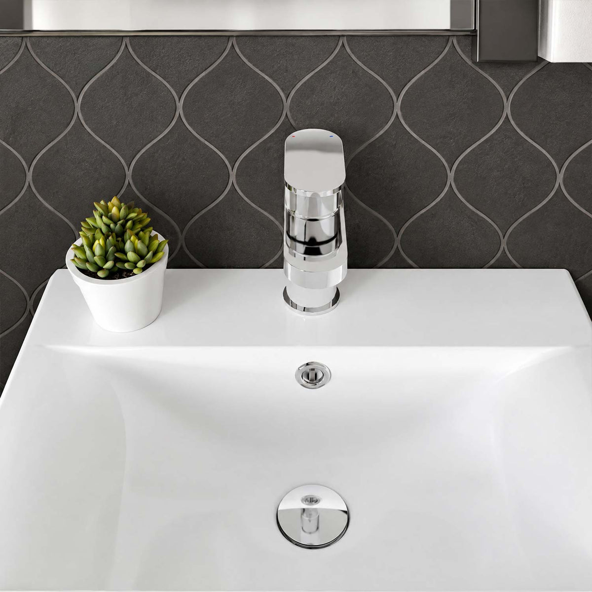 Calvarra Brindle Mono Basin Mixer With Push Button Waste in Chrome lifestyle