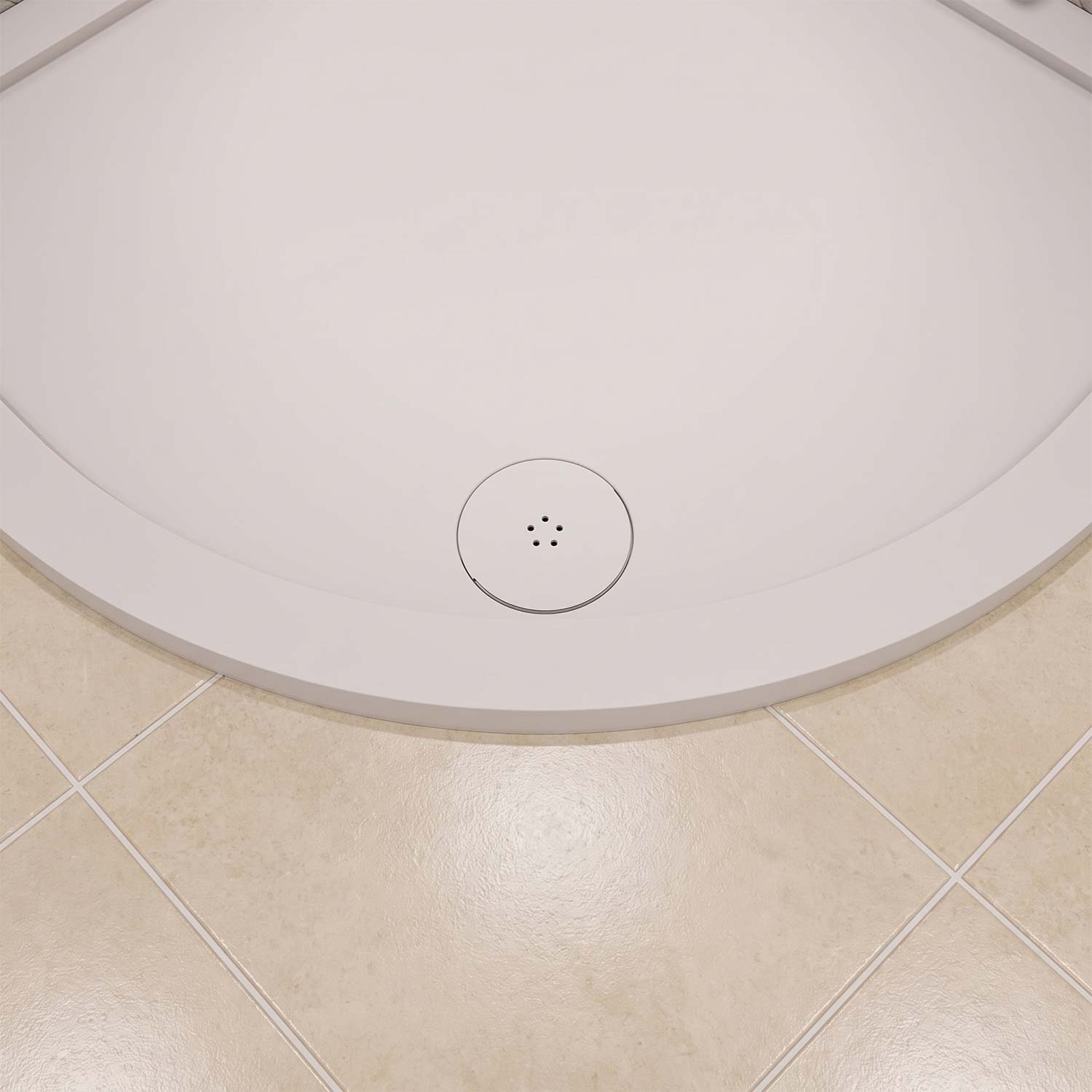 Calvarra Everon 90mm Round Fast Flow Shower Waste in Matt White lifesyle