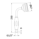 Calvarra Wendon Large Shower Handset in Pewter  dimensions