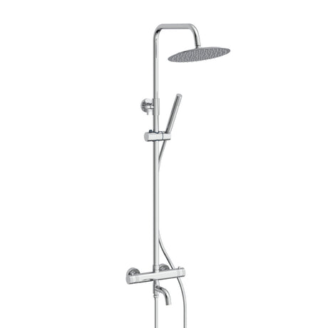 Core Round Rigid Riser Shower with Bath Filler in Chrome
